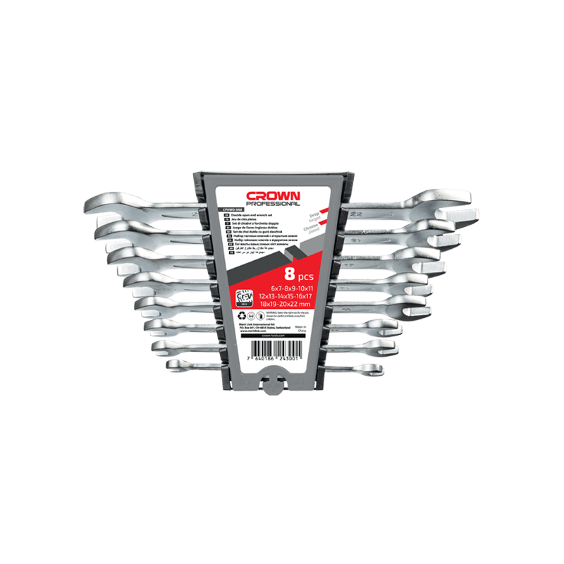 Set di chiavi a forchetta doppie da 8 pz CROWN CPHWO-XA8