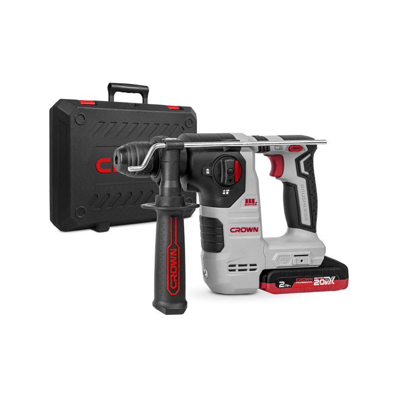 Tassellatore SDS-Plus a batteria CROWN CT28018HX-2C4 BMC - kit con batterie